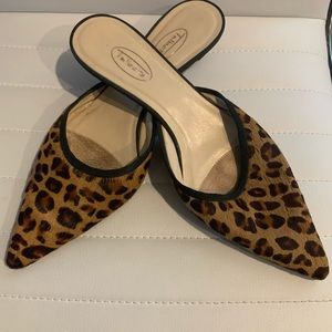 Talbots calf hair kitten heel mules